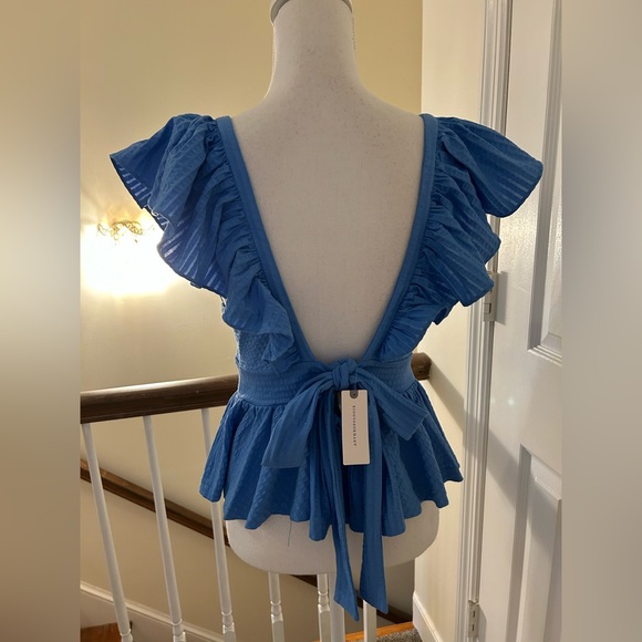 Anthropologie Ruffled Peplum Open-Back Top NWT! - Picture 5 of 10